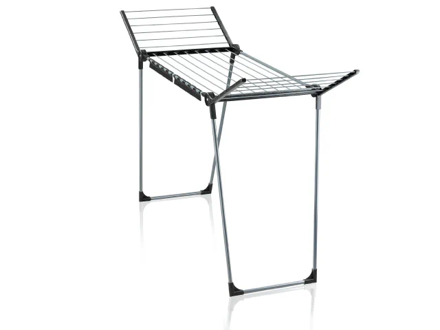 Leifheit Pegasus 150 Solid Slim Black drying rack, with raised wings and small-item holders